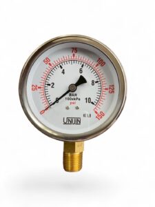 เกจวัดแรงดัน Unijin Pressure Gauge รุ่นมาตรฐาน ใช้วัดแรงดันลม แรงดันน้ำ และของเหลวในระบบอุตสาหกรรม