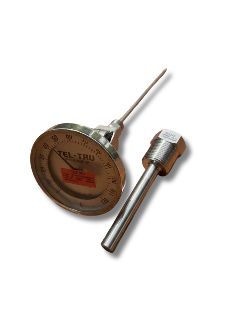 เกจวัดอุณหภูมิอุตสาหกรรม Tel-Tru หน้าปัดสแตนเลสพร้อมปลอก Thermowell