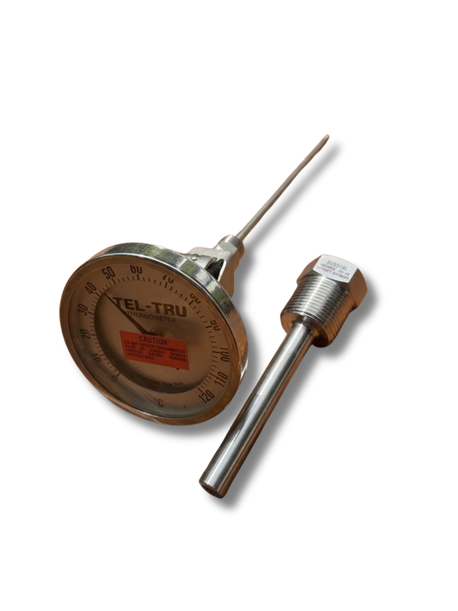 เกจวัดอุณหภูมิอุตสาหกรรม Tel-Tru หน้าปัดสแตนเลสพร้อมปลอก Thermowell