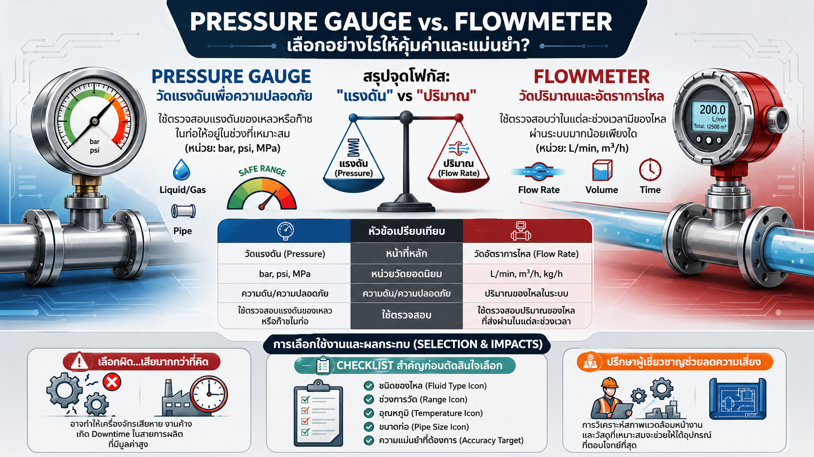 Pressure Gauge กับ Flowmeter ต่างกันอย่างไร