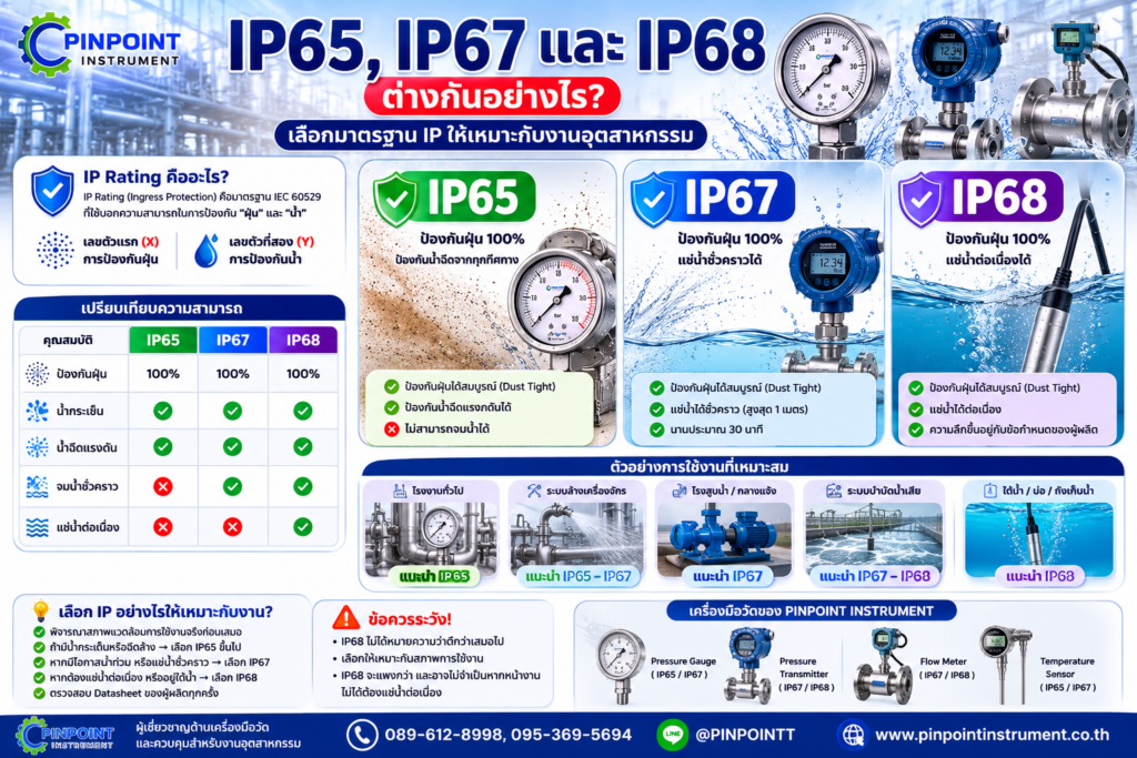 IP65, IP67 และ IP68 ต่างกันอย่างไร? เลือกมาตรฐาน IP ให้เหมาะกับงานอุตสาหกรรม