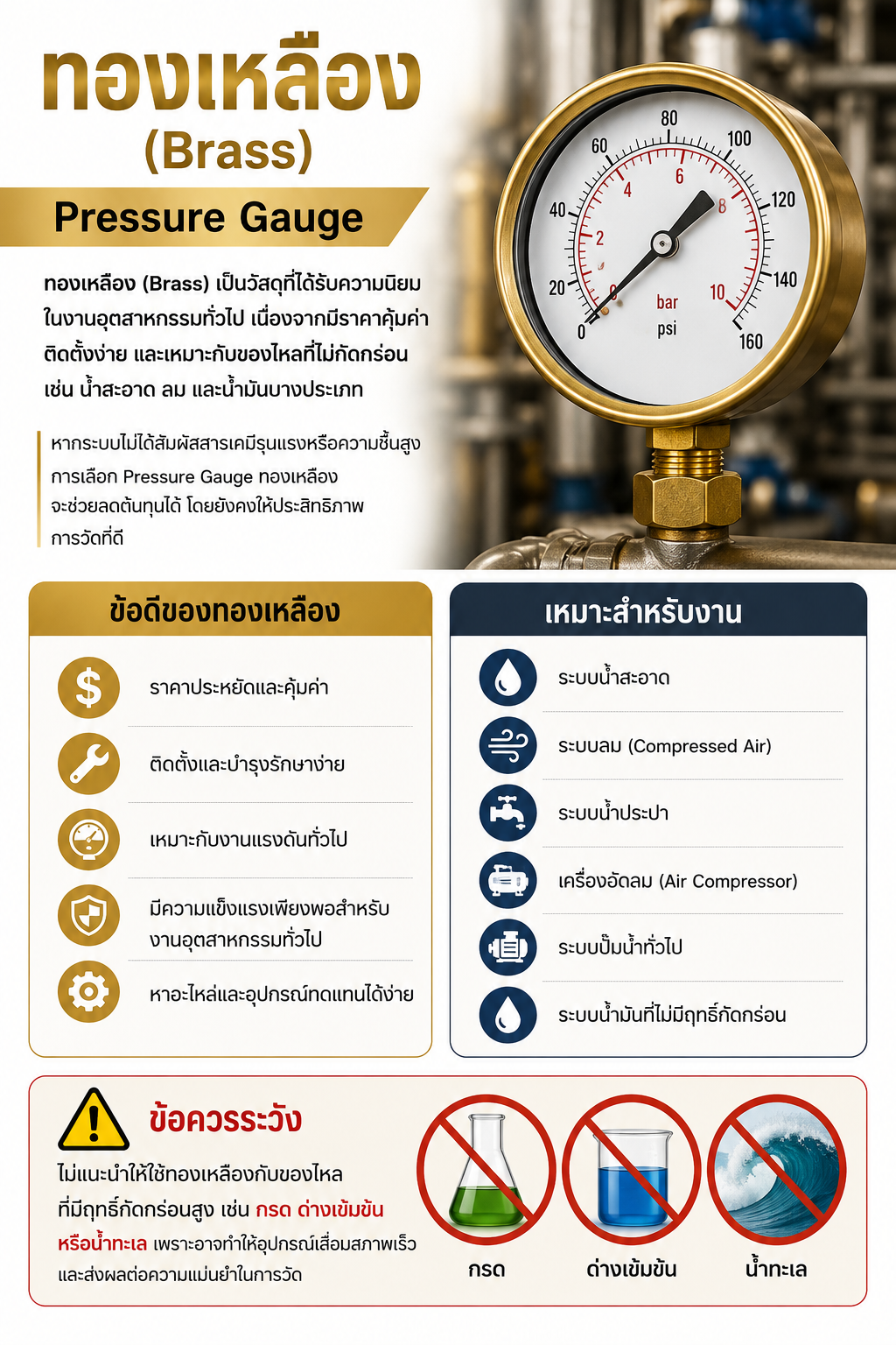 Pressure Gauge ทองเหลือง