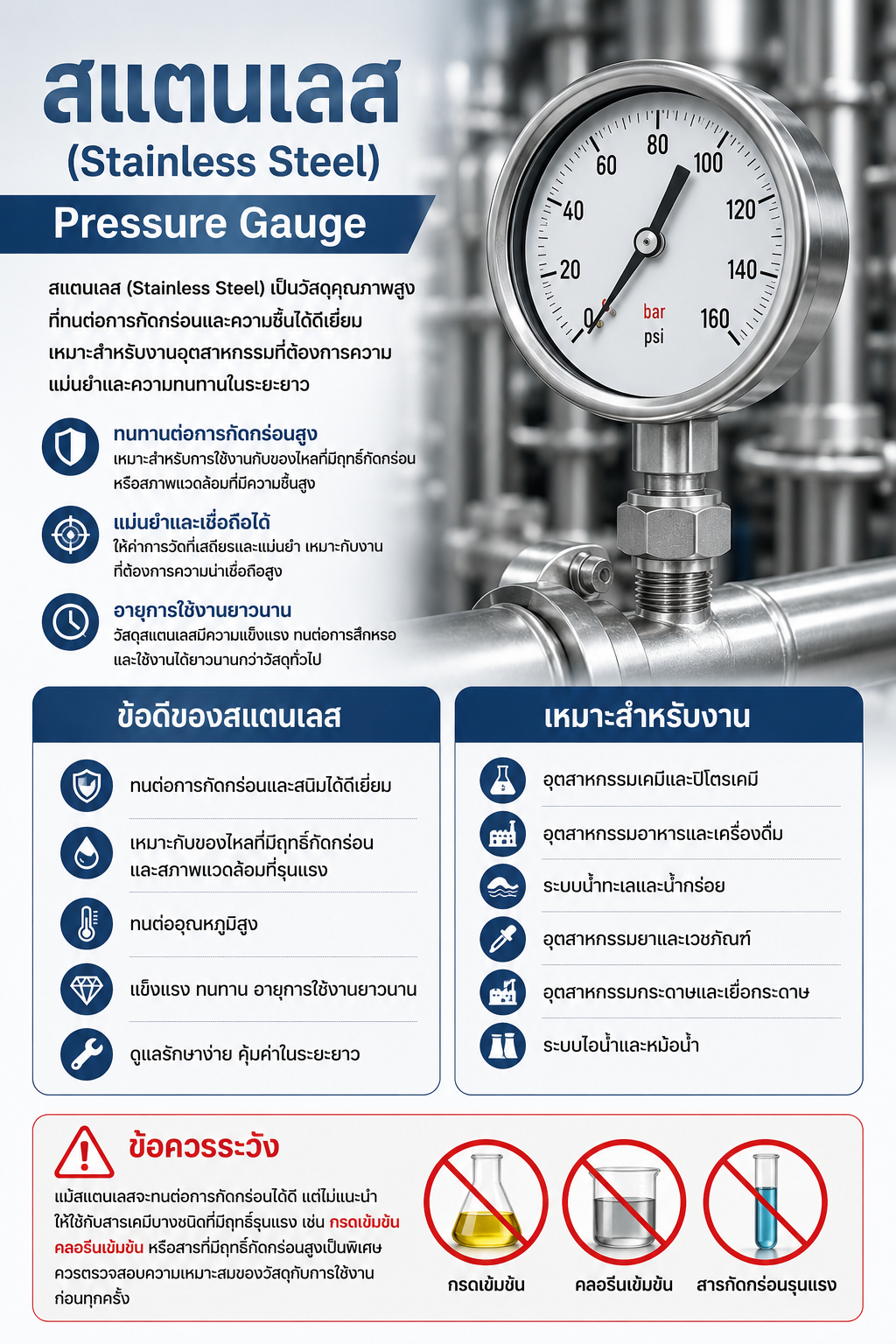 Pressure Gauge สแตนเลส