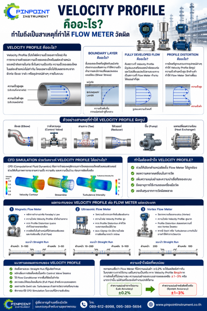 Velocity Profile คืออะไร? ทำไมถึงเป็นสาเหตุที่ทำให้ Flow Meter วัดผิด เจาะลึกหลักการไหลของของไหลที่วิศวกรทุกคนควรรู้ ก่อนเลือกและติดตั้ง Flow Meter