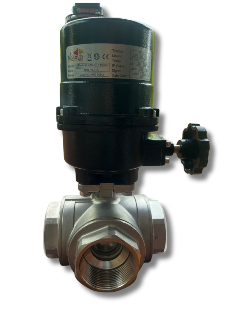 หัวขับไฟฟ้า บอลวาล์ว 3 ทาง Valleta รุ่น EFMA-H-O-dB-K2 แรงบิด 50Nm 230VAC