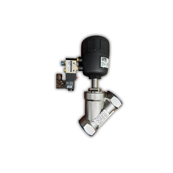 แองเกิ้ลวาล์วสแตนเลส 2 นิ้ว DN50 CF8M พร้อม Pilot Solenoid Valve 220V